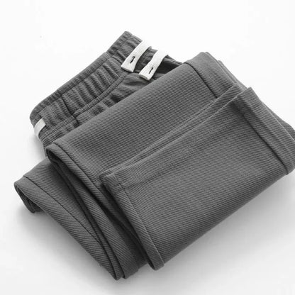 Men's Loose Straight Pants Diagonal Stripes Elastic Waist All-match Ankle Length Pants Spring Autumn Casual Outdoor Sweatpants