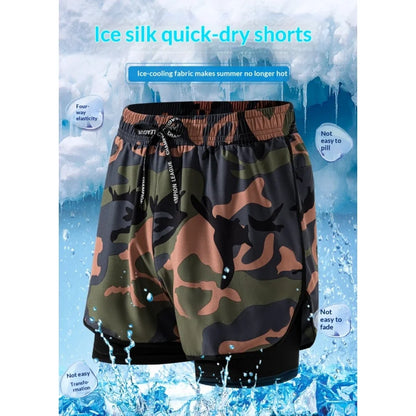 Men/Women Camouflage 2-in-1 Sports Shorts, Quick Dry Anti-Chafe Running Shorts for Gym, Training, Jogging, Basketball, Marathon