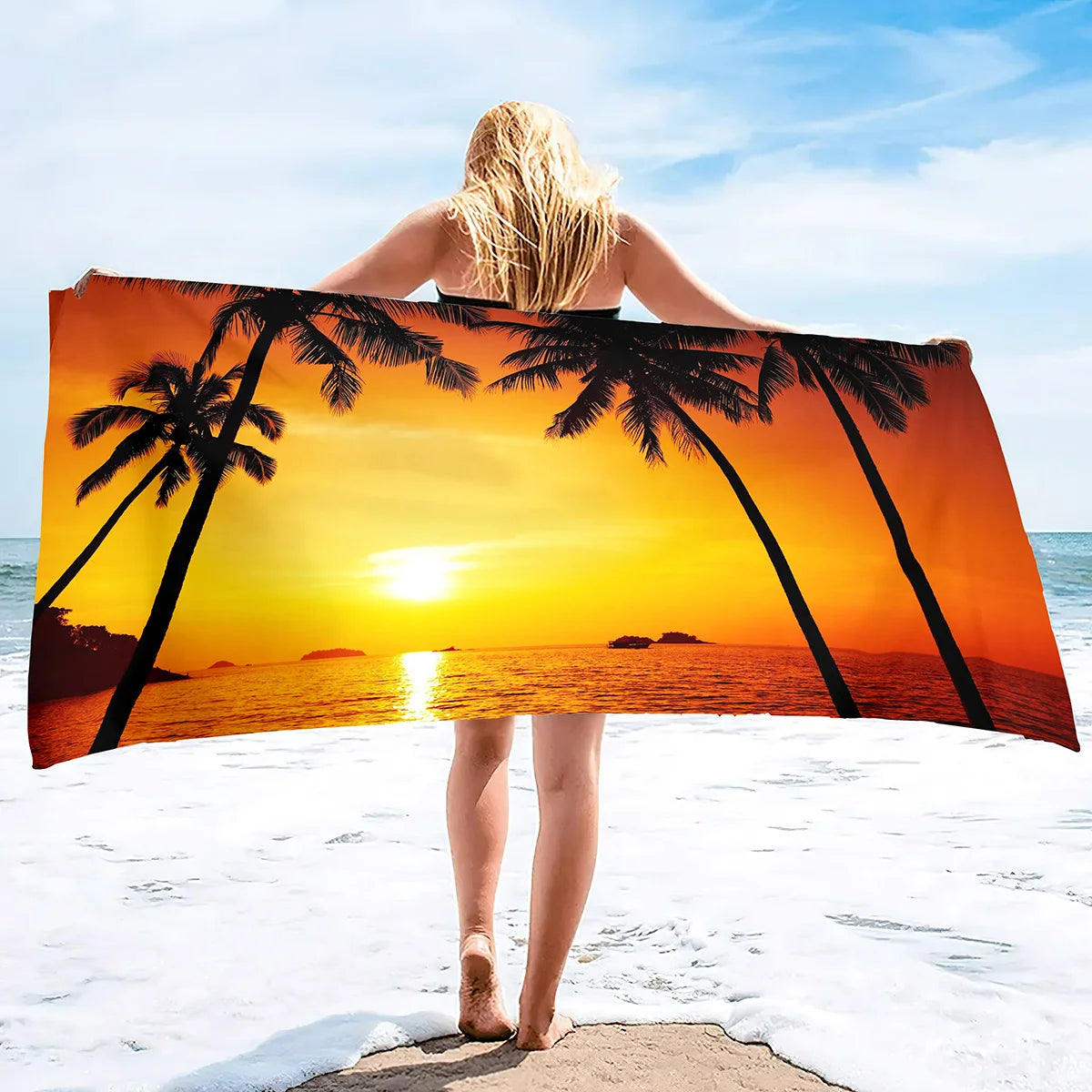 Extra Large Coconut Tree Beach Towel Sand Free Extra Large Cool Beach Towel for Women, Quick Dry Highly Absorbent Beach Towel