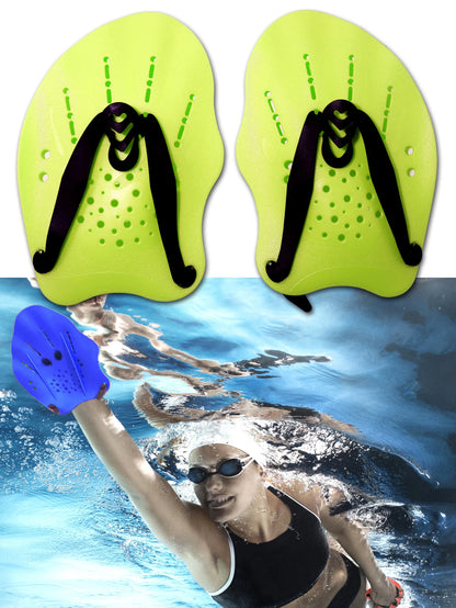 1 pair of swimming training paddles, swimming training paddles with adjustable silicone straps, snorkeling and diving gloves