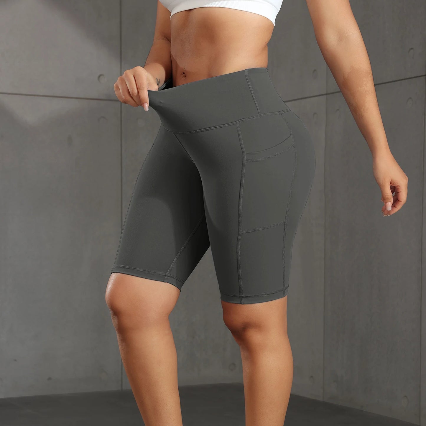 Yoga Shorts with 3 Pockets for Women Tummy Control Workout Biker Tights Stretch High Waist Butt Lifting Gym Shorts Sportswear