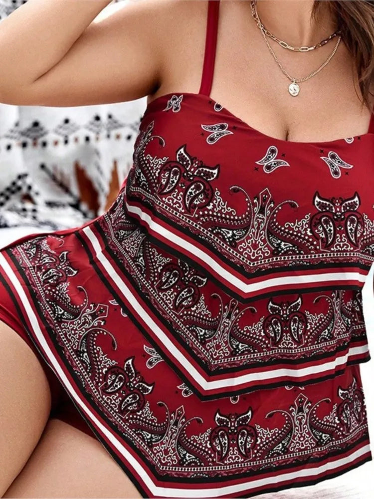 L-4XL Plus Size Tankini Women's Push Up Big Large Size Swimsuit Tummy Control Swimwear Tankini Sets