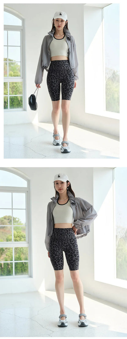 BIVIGAOS Summer Fashion Trend Leopard Print Cycling Shorts Women High Waist Tight Sport Short Leggings Fitness Biker Shorts