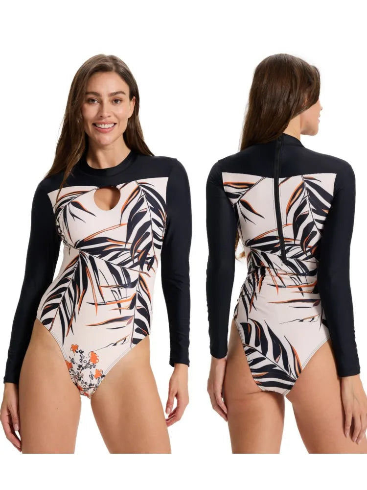 High Waist Swimsuit Women Summer Bathing Suit Bikini Set Long Sleeve Swimwear Women Beach Swimming Suit For Female