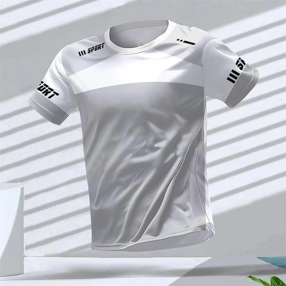 Gym Summer Quick Dry Breathable Men's T Shirt Outdoor Run Fitness Sports Short Sleeve Casual O-Neck Men Gym Sportswear T-Shirt