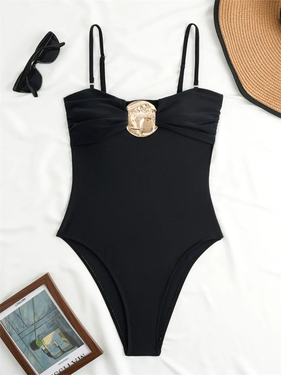 Strappy One Piece Swimsuit Women Swimwear Solid Bodysuit Bathers Bathing Swimming Swim Suit Female Summer Beachwear