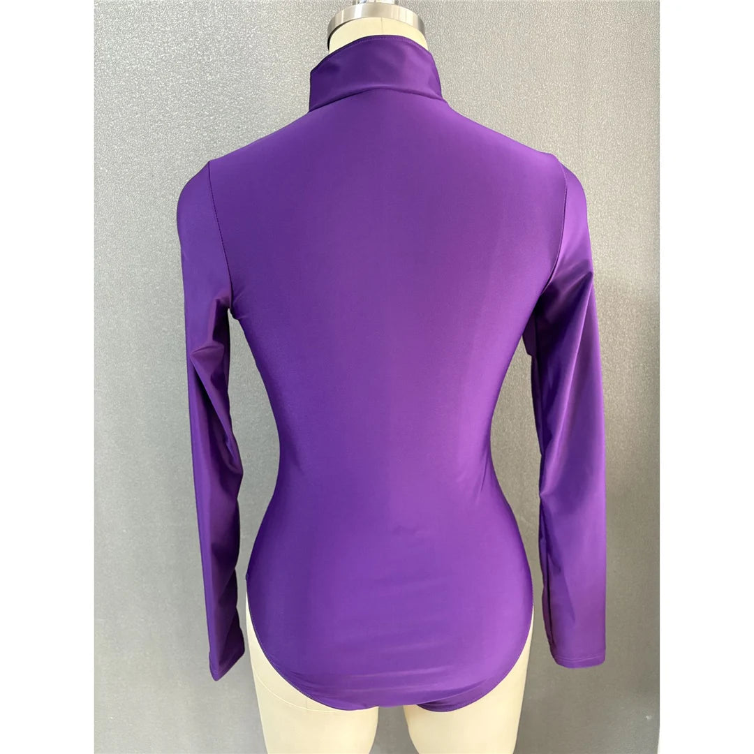 S - 2XL 4 Colors Long Sleeve With Zipper Surf Rash Guard One Piece Swimsuit Women Swimwear Female Bather Bathing Suit Swim