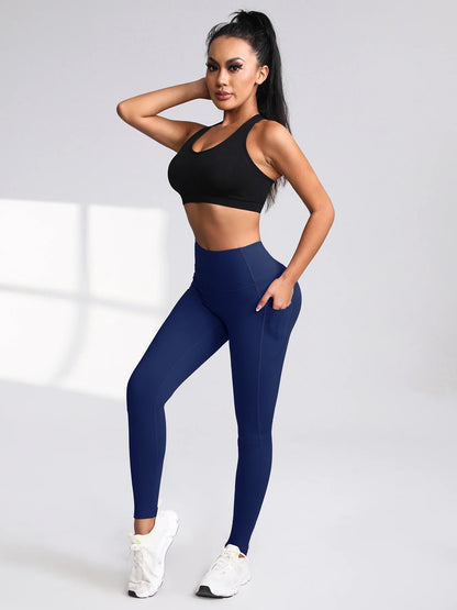 S-2XL Autumn Pockets Gym Leggings Women Push Up High Waist Running Outdoors Sports Leggings Women Activewear Stretch Pants