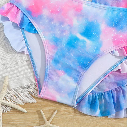 Girls Swimsuit Three Piece Children's Fashion Swimwear Summer Split Swimming Costume Kids Sports Clothes 4-7 Years Old