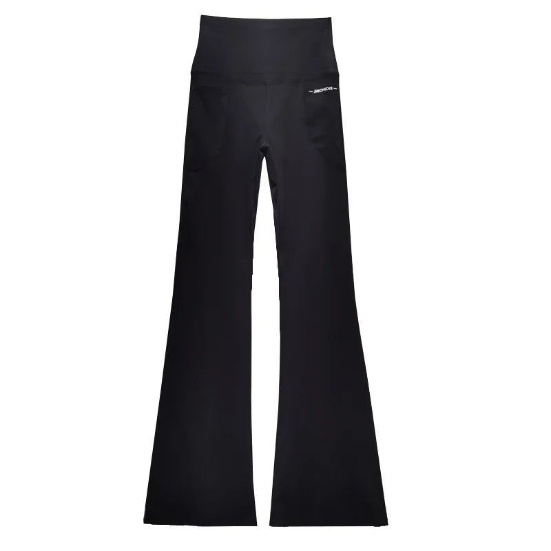 Plus Size Fit Yoga Flared Trousers for Women Seamless Two Sides Pocket Leggings High Waist Push Up Butt Gym Training Leggings