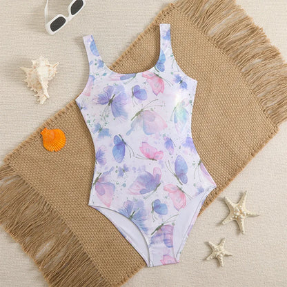 Mermaid Scales Print Bodysuit One Piece Swimsuit Women Swimwear Racing Sports Bathing Suit Woman Monokini Beach Wear