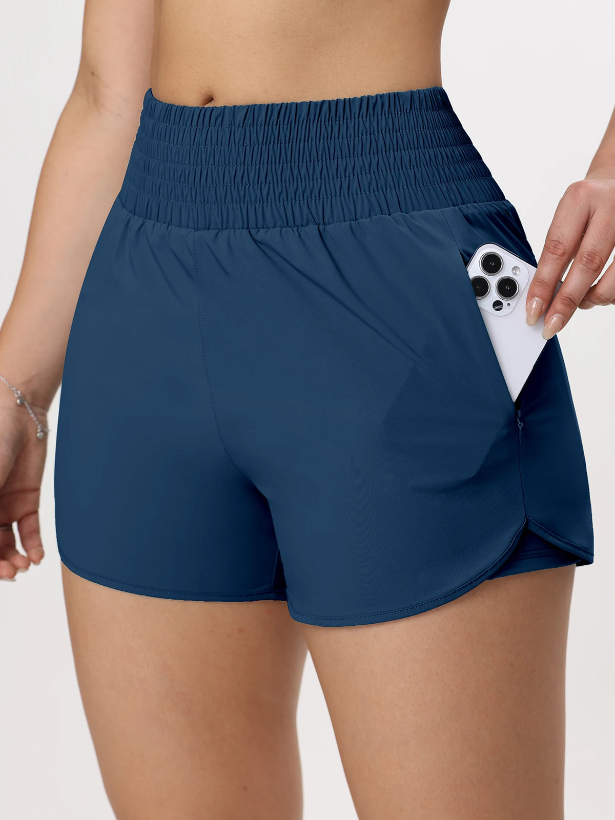 2024 Pockets Shorts Woman High Waist Fashion Stretch Athletic Sport Shorts Woman Running Outdoors Fitness Short Pants