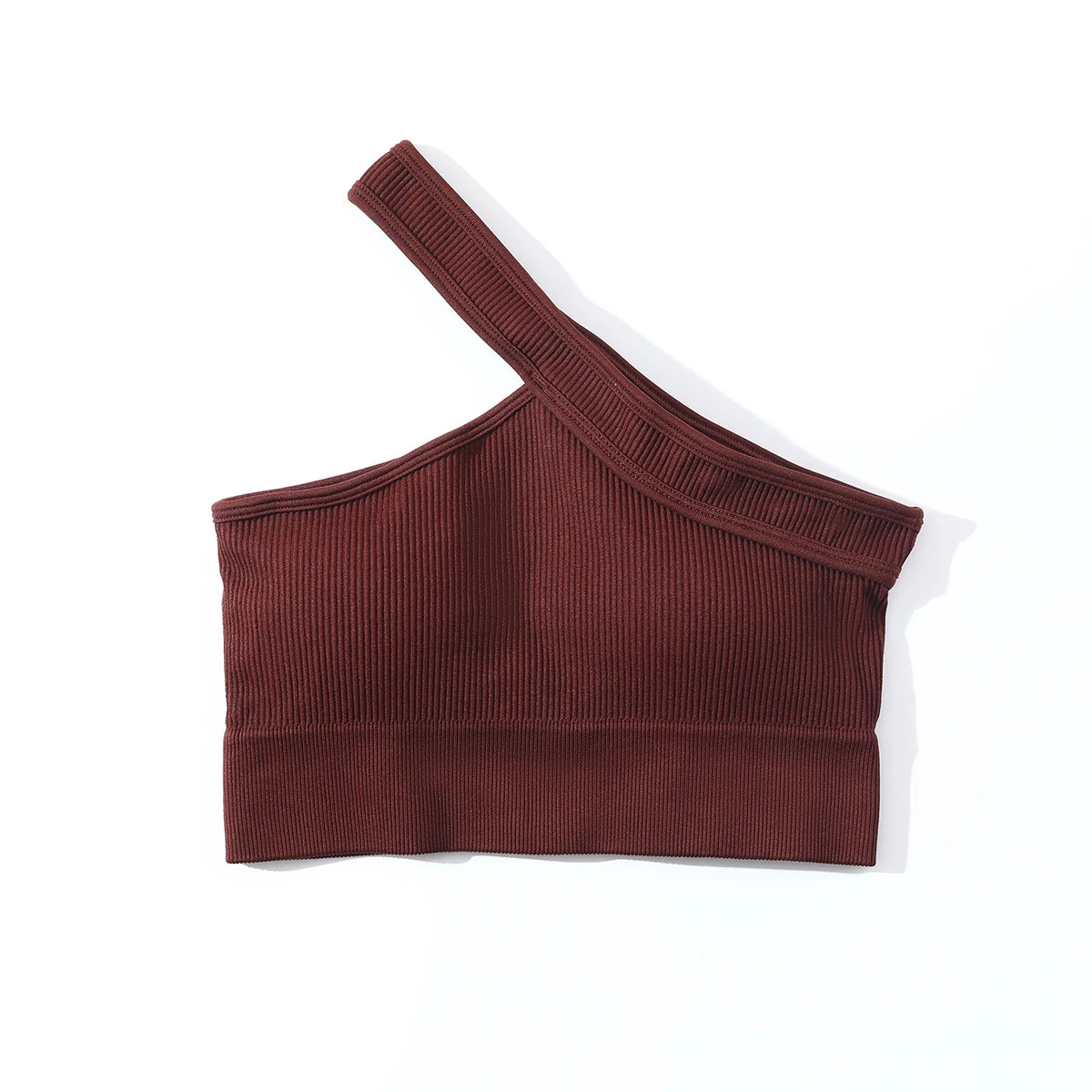SOISOU Women's Ribbed One-Shoulder Gym Crop Top