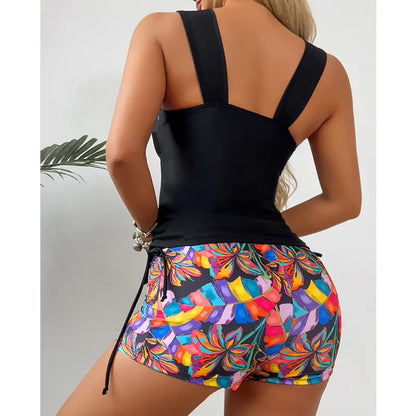 Summer Swimsuits Tankini Set with Shorts Female Swimwear Push Up For Beach Swimming Wear Two-Piece Bathing Suits Pool Women's Swimming Suit