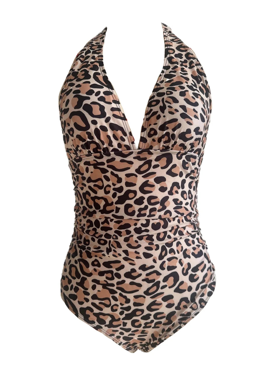 Solid Halter Backless One Piece Swimsuit Women Slim Smocked Swimwear Female Bathers Bathing Swimming Suit Padded Beachwear