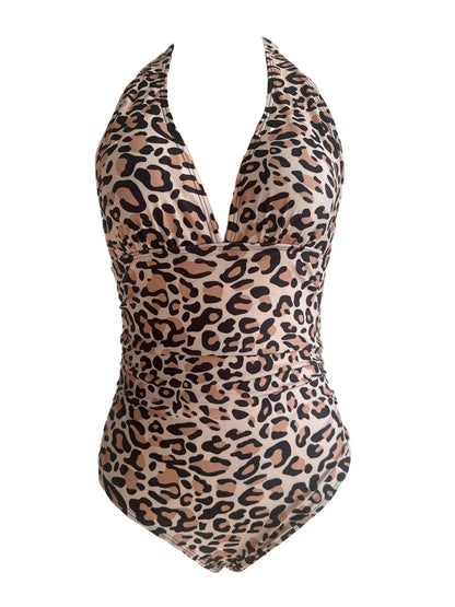 Solid Halter Backless One Piece Swimsuit Women Slim Smocked Swimwear Female Bathers Bathing Swimming Suit Padded Beachwear