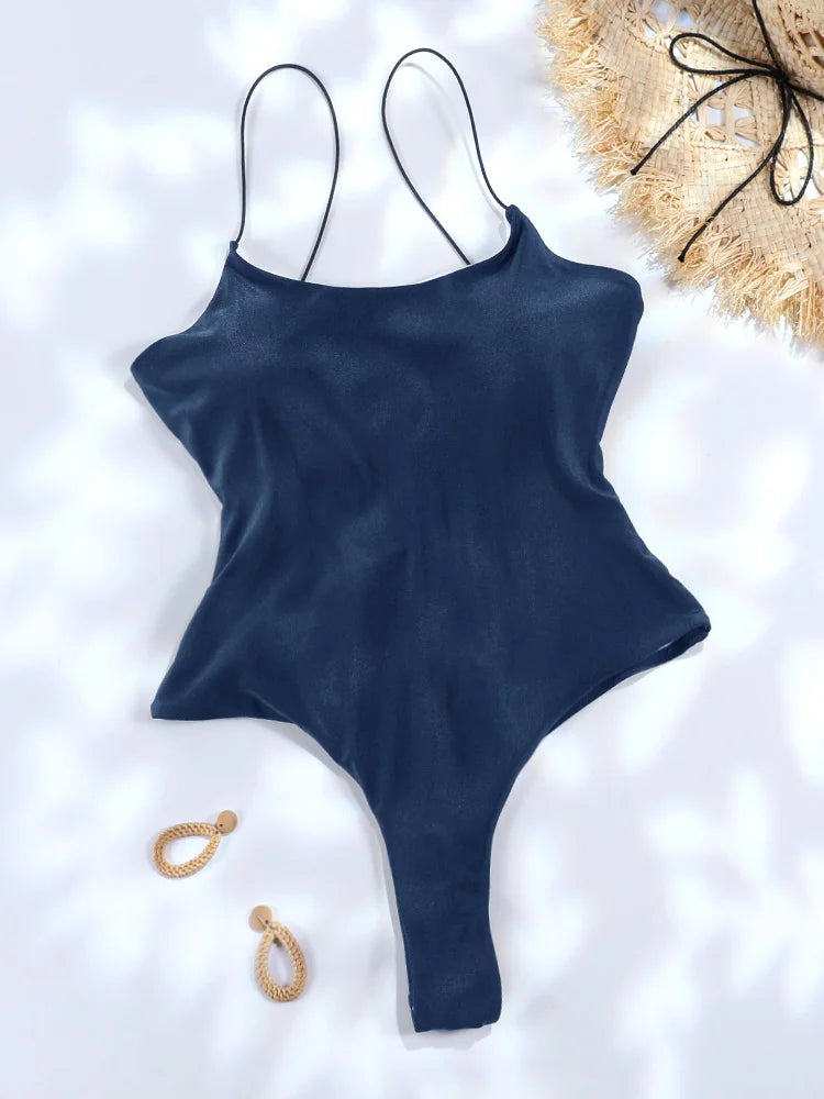 Solid Swimwear Women One Piece Swimsuit Female Summer Holiday One Piece Suit Violet Monokini Brown Bathing Suit Bandage