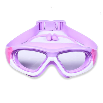 High-definition kidsren's swimming goggles for boys and girls, anti-fog swimming goggles, large-frame goggles, comfortable silic