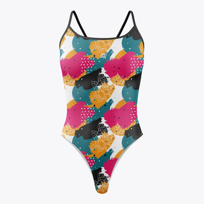 Women One-piece Swimsuit Summer Racer Back Beach Printing Bathing Suit Open Water Training Race Swimwear Quick Drying Swim Suit