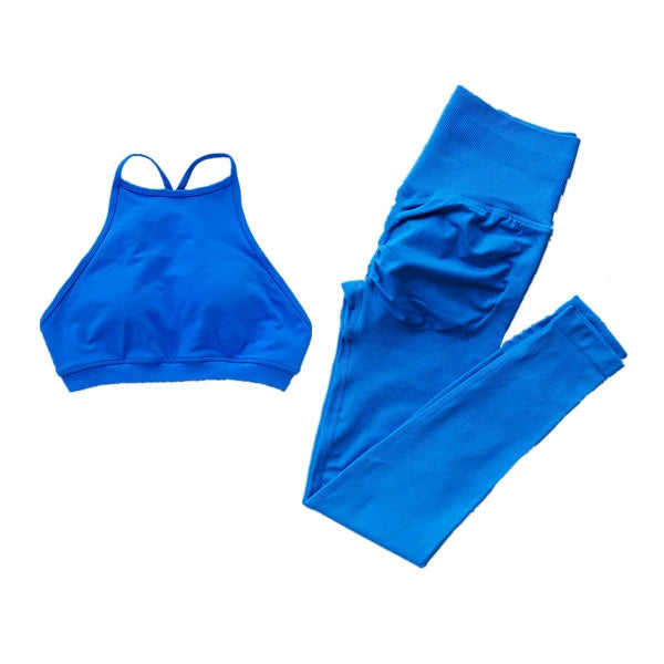 Seamless Dynamic High Neck Yoga Set Belly Bra Scrunch Women Workout Shorts Fitness Legging Sport Pant Active Wear