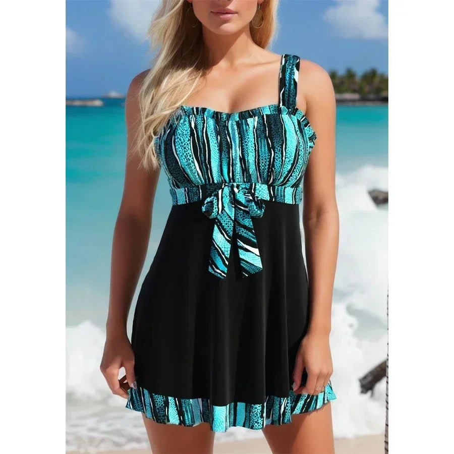 Women's Fashionable Casual Swimsuit Beach Vacation Swimsuit Pink Tankini Two-piece Set S-6XL