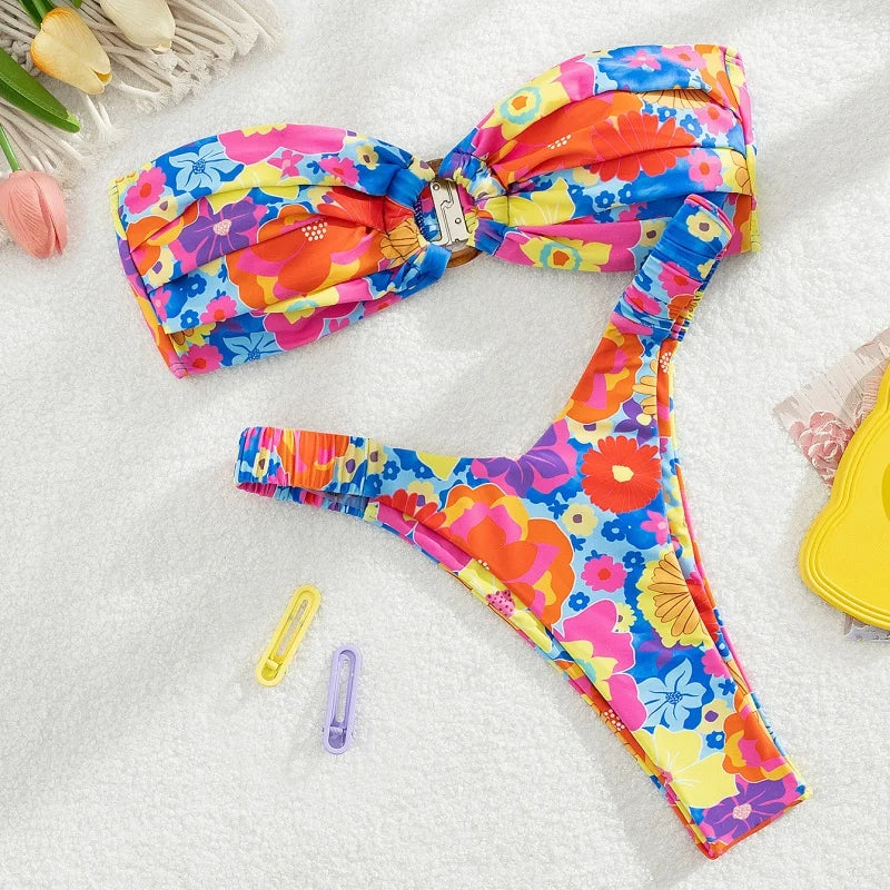 Micro Bikini Push Up Women Swimsuit Fashion Print Bikini Set Split Swimwear Summer Beachwear Lady Bathing Suit 2 Piece