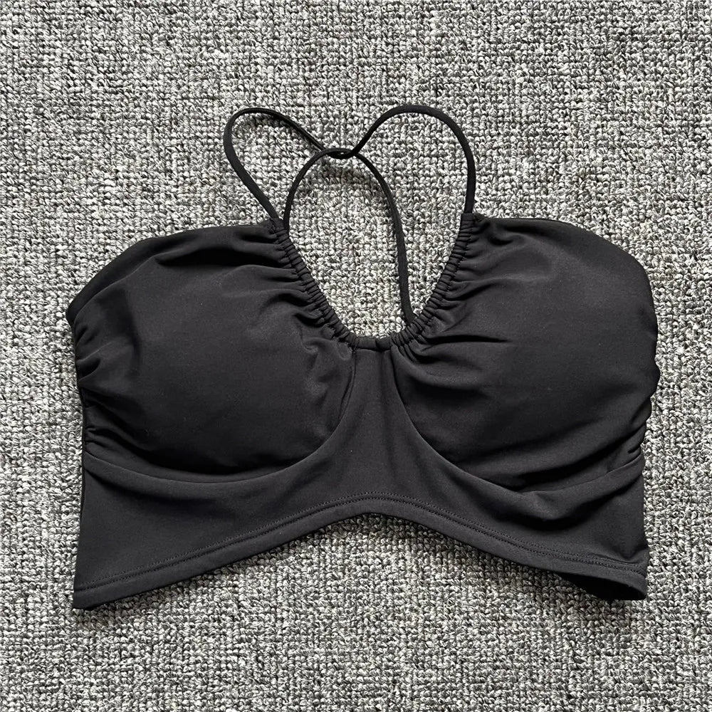 Pad Spandex Nylon Sport Bras Women Sports Bra Gym Fitness Push Up Tank Top Women Cross Yoga Ballet Dance Underwear