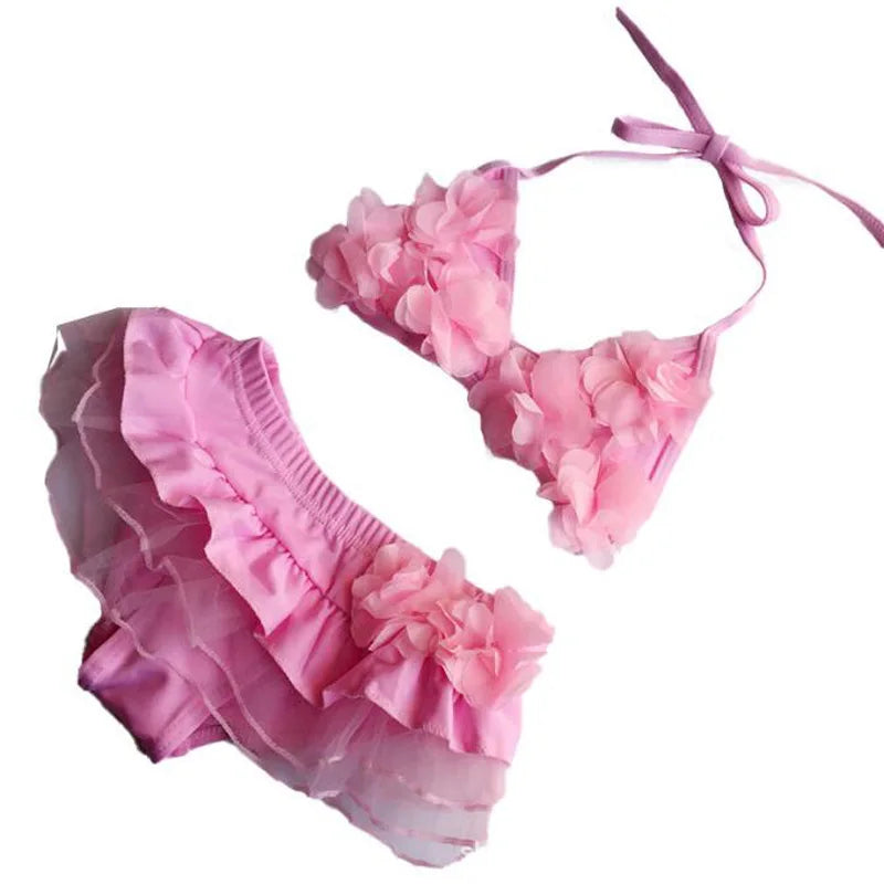 children's swimsuit bikini style flower baby swimsuit for girls