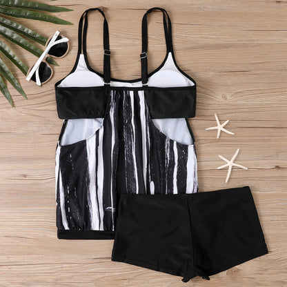Women'S Printed Sling Split Boxer Shorts Bikini Plus Size Swimsuit Two Piece Comfortable