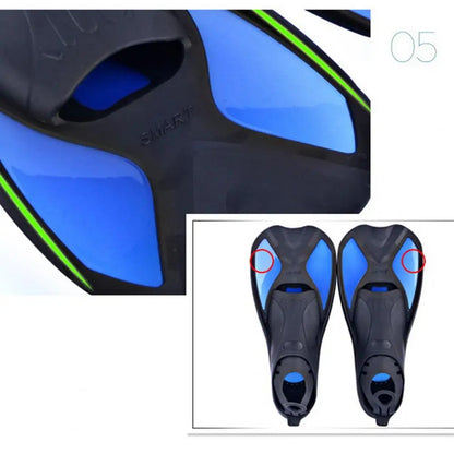 Diving Fins Swimming Training Fins Professional Snorkeling Flippers Short Blade Flippers Leg Strength Building Swimming Flippers