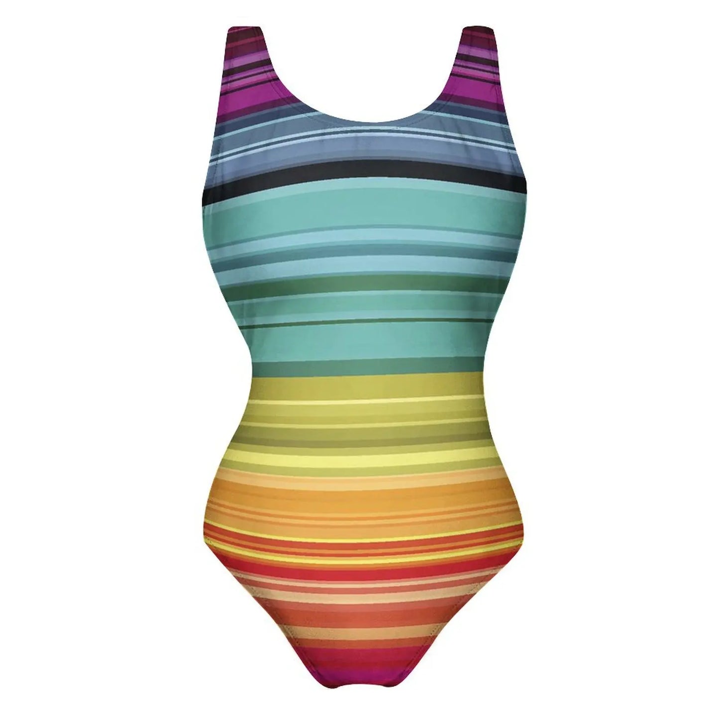 Bright Rainbow Swimsuit Abstract Art Push Up Swimwear One-Piece Vacation Bath Bathing Suit Bodysuit Design Beachwear Large Size