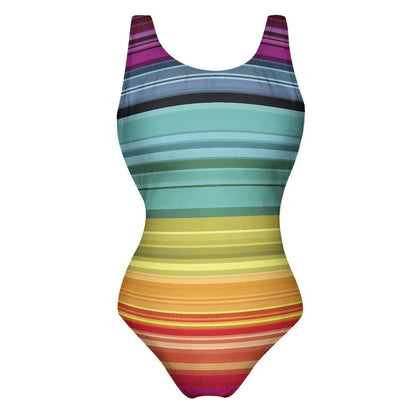 Bright Rainbow Swimsuit Abstract Art Push Up Swimwear One-Piece Vacation Bath Bathing Suit Bodysuit Design Beachwear Large Size