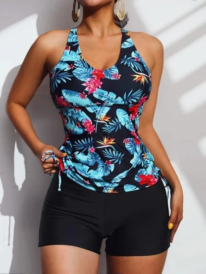 Summer Floral Swimsuits Tankini Sets Female Swimwear Sports Beach Wear Two-Piece Bathing Suits Pool Women's Swimming Suit