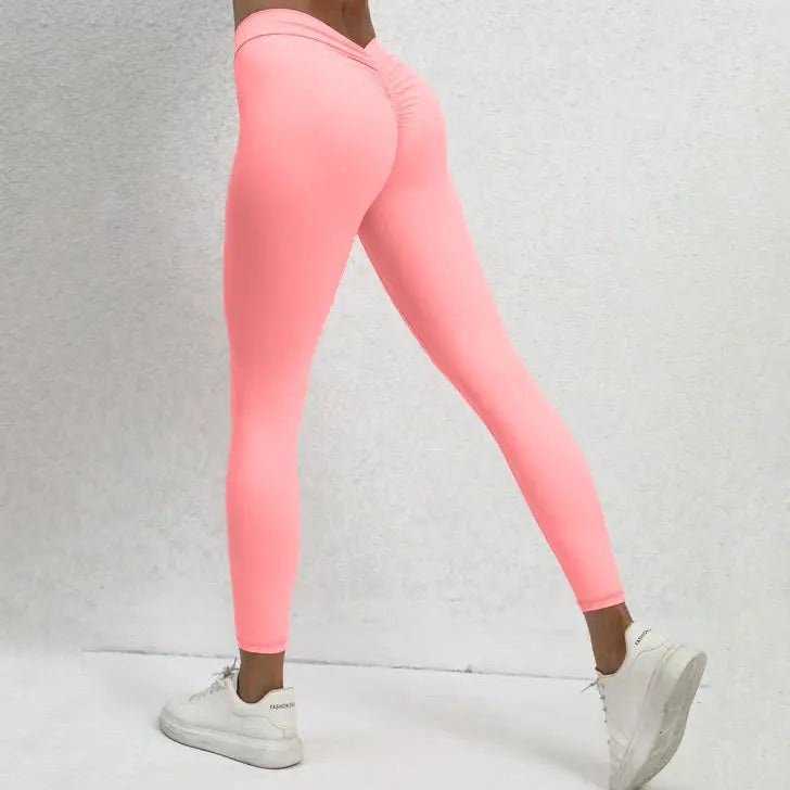 18 colors Back V-Waist Seamless Woman Sports Yoga Pants Peach Hip Fitness Yoga Leggings GYM Quality Lights Workout Clothes