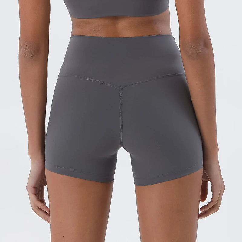 SOISOU Nylon Shorts Gym Yoga Sports Women's Cycling Shorts High Waist Elastic Tight Breathable No Awkward Lines Woman Clothing