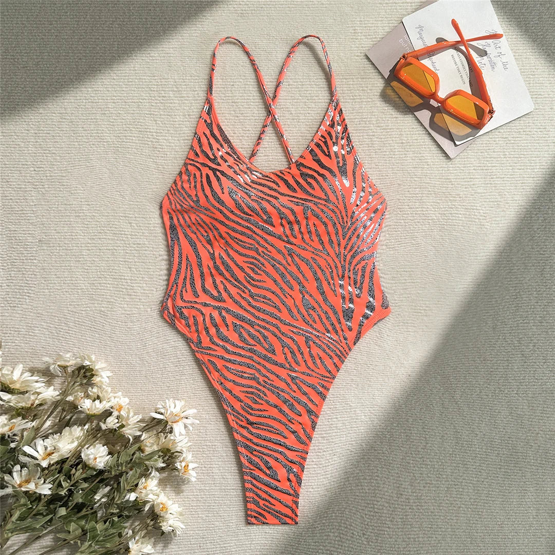 Cross Back High Leg Cut Women Swimwear One Piece Swimsuit Female Extreme String Mini Micro Thong Bather Bathing Suit Swim