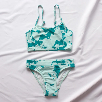 7-14Year Rainbow Print Child Bikini Set 2024 Girls Swimsuit Swimwear For Kids Summer Brazilian Teen Baby Swimming Suit Set 2