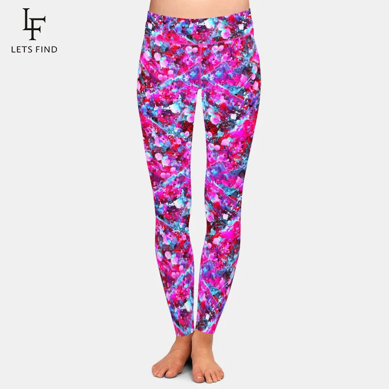 High Quality Women Warm Leggings Fashion 3D Watercolor Splatter Printing High Waist Fitness Silm Leggings