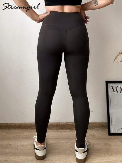 Streamgirl Winter Warm Leggings Women Push Up High Waist Velvet Pant Skinny Gym Push Up Fitness Leggings With Fleece Lined Women