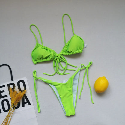 21 Colors Bikini Women Solid Leopard Floral Print Swimwear Swimsuit Female Bandage Strap Beach Bikinis Set Bathing Suit