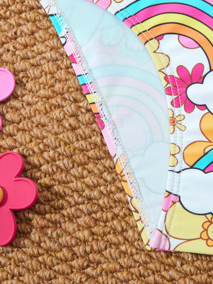 Printed Girls Swimsuit One Piece Kids Strappy Swimwear Children Swimming Bathing Swim Suit Beachwear