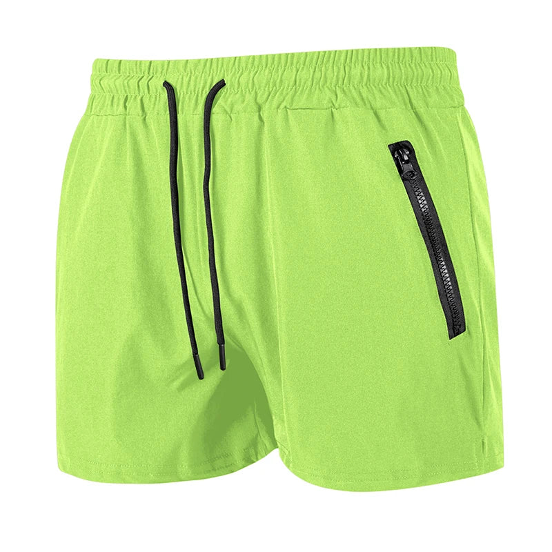 Men's Gym Workout Running Shorts with Zipper Pockets Mesh Liner Summer Sports Athletic Quick Dry Stretchy Shorts Swim Trunks