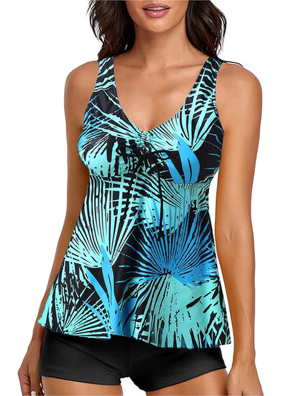 Bathing Suit Women Tie Dye Print Split Swimsuit Tankini Backless Lace Up Beachwear Thongs Summer Tankini Bathers