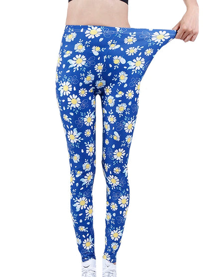 Floral Fashion Women Leggings Beautiful Leaf Floral Printing High Waist Jeggings Stretch Pant
