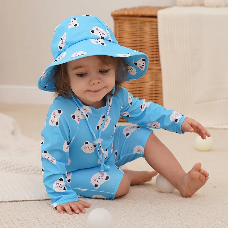 UV Baby Boy Swimsuit One Piece Swimming Jumpsuit Ruffles Bathing Suit SPF 50 Long Sleeve Kids Swimwear for Girls 1 2 3 4 5 6 Yrs