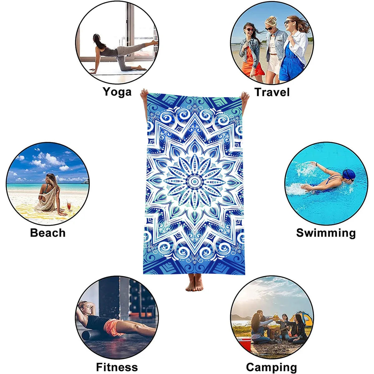 Microfiber Blanket Quick Drying Beach Towels Oversized Printing Towel Super Absorbent Pool Towel Blanket Boho Absorbent Towel