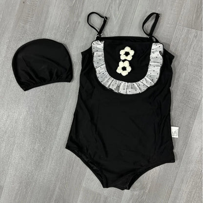 Korean Style Summer Black Kids Girls Fashion Swimsuit Baby Children's Swimwear Bathing Suits Beach Swimming Clothing