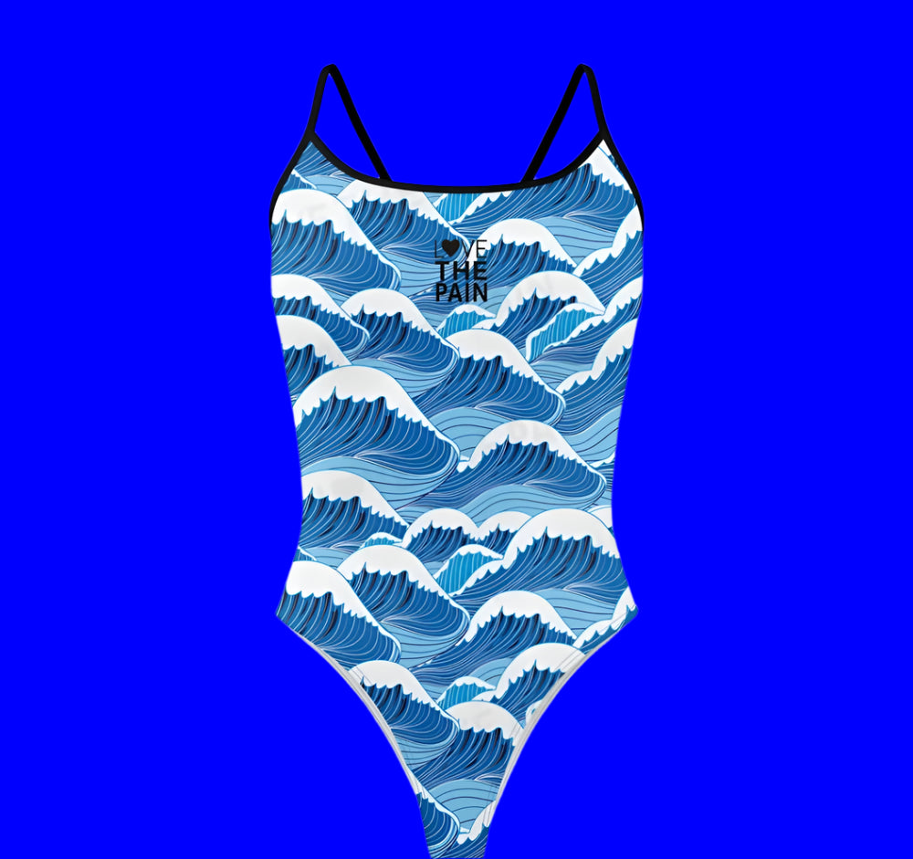 Love The Pain Spaghetti Straps Women Swimwear Bikini Racer Back Swimsuit One Piece Comfortable Suit Printing Functional Swimwear