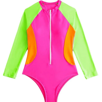 Long Sleeve Swimwear Women Rash Guard Surf Woman Swimsuit One-Piece Swimming Suit Beach Wear Bathing Suit Monokini