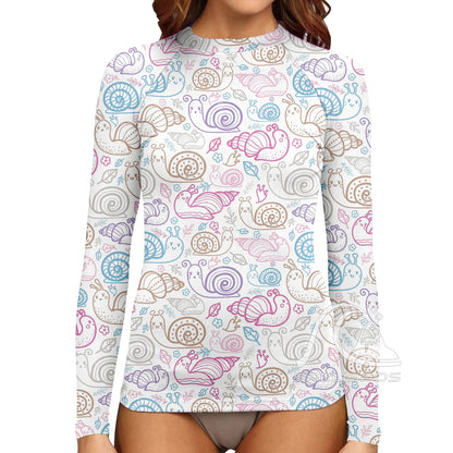 SPELISPOS Women's Long Sleeve Surfing Suit UV Protection Water Sports Tight Swimwear Beachwear Print High-Elastic Surf Wear
